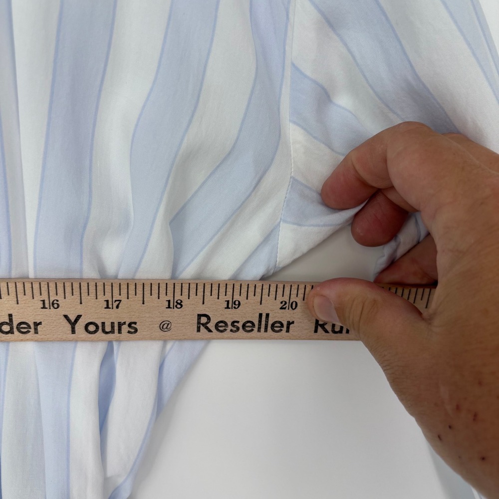 Eileen West Robe Womens S/M‎ Blue White Striped Ruffle Rayon Traditional Sleep - Picture 4 of 8